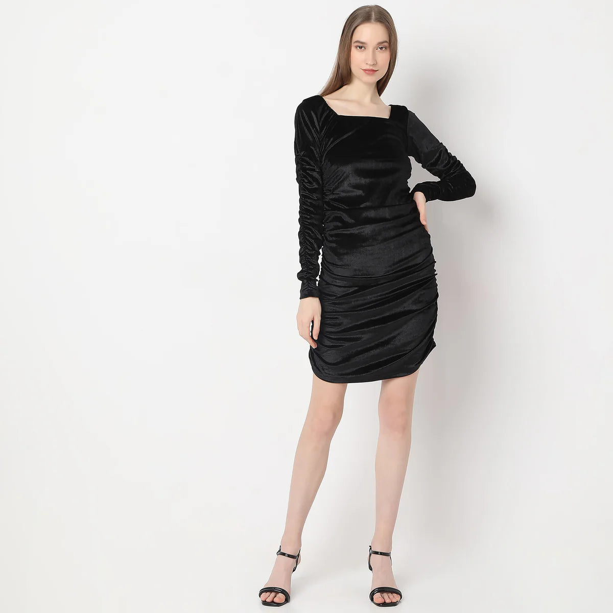 Trendy Velvet Full Sleeve Dress for Special Occasions