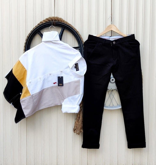Men’s Black Pant and White Shirt Combo with Professional Slim Fit and Office Ready Style