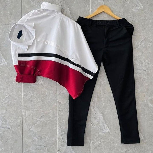 Breathable Cotton Shirt with Lycra Pants Combo for Men with Relaxed Tailored Fit