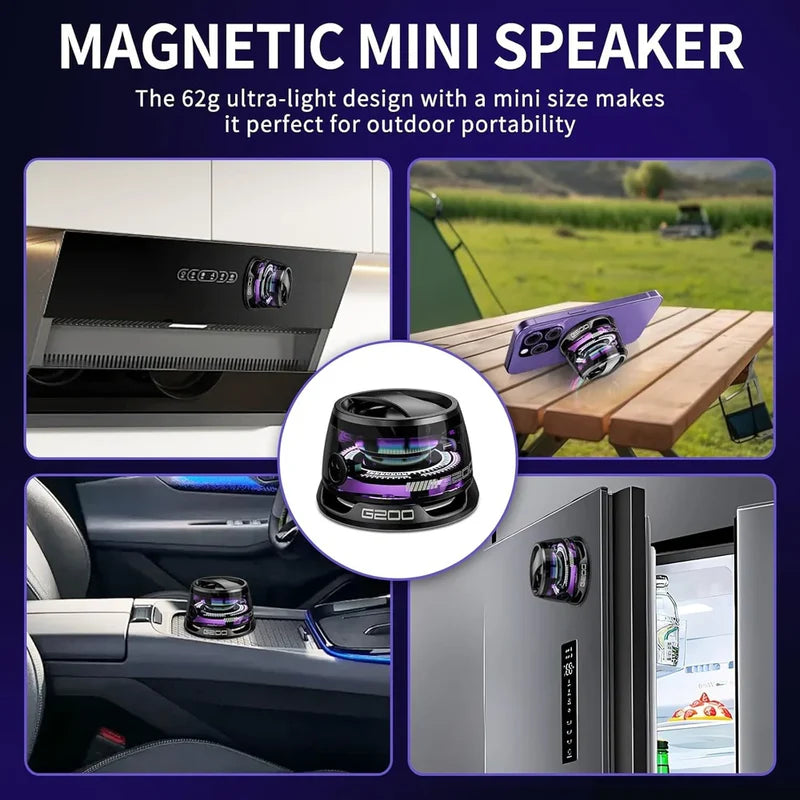 Portable Bluetooth Speaker with Magsafe Magnetic Holder Clear Design RGB Lights Phone Stand for Gamers and Adventurers