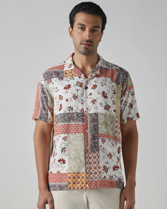 Casual Multicolour Patchwork Print Shirt with Soft Breathable Fabric and Comfortable Fit
