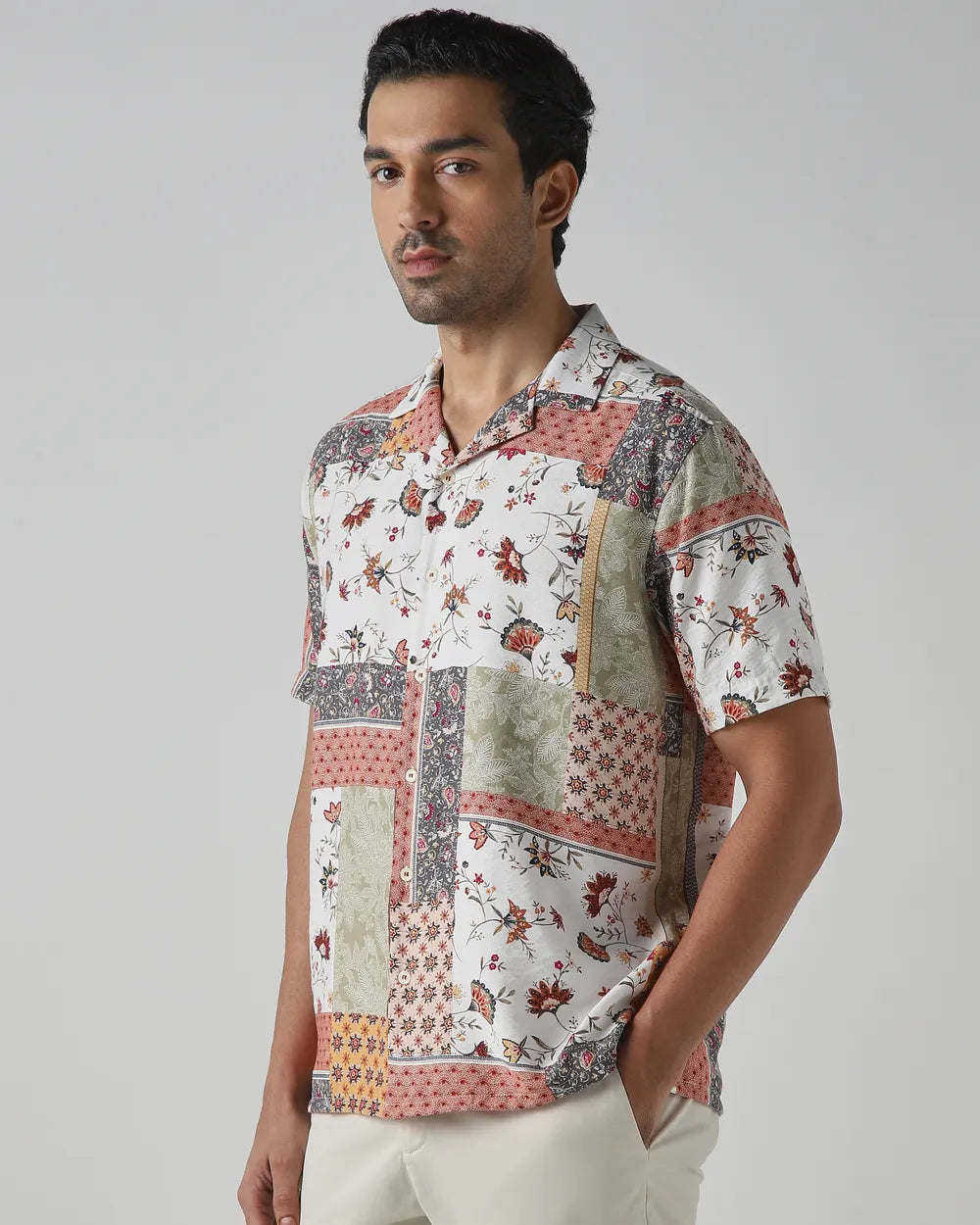 Casual Multicolour Patchwork Print Shirt with Soft Breathable Fabric and Comfortable Fit