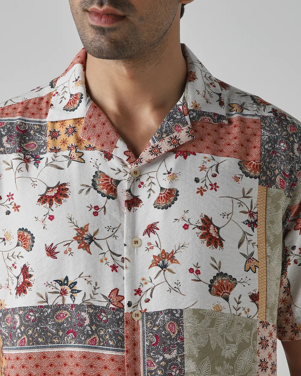 Casual Multicolour Patchwork Print Shirt with Soft Breathable Fabric and Comfortable Fit